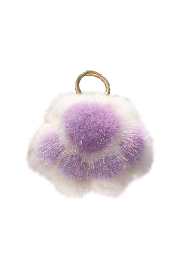 Cat Paw Squeeze, Cat Keychain, Key Rings for Car Keys, 3X3 In, Lavender Off-White, Faux, Gold Keychain Clip, Daily Accessorizing, Handbag Decoration, 1 Pc