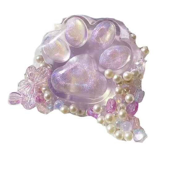 Cat Paw Squishy Toys,Stress Relief Toys,Cute Pink Cat Paw Resin Mold Jewelry Making Kit with Pearl Beads and Butterfly Charm for DIY Crafts
