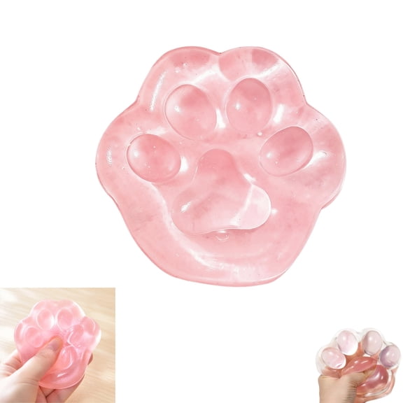 Cat Paw Taba Squishies Small Squeeze Toys 1.57-inch Clear Pink Cute Fufu Squishies Sensory Stress Relief Fidget Toys for Party Favors Sensory Anxiety Toys for Adults (1pcs)