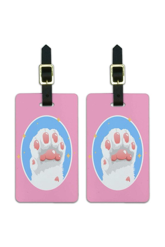 Cat Paw Toe Beans with Cute Sparkles Luggage ID Tags Suitcase Carry-On Cards - Set of 2