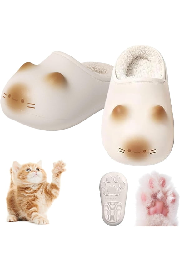 Cat Paws Footprints Fluffy Plush Fleece Height Increase Slippers - Cute Animal Ultra-Thick Slipper Home Shoes, Cat Paw Slippers