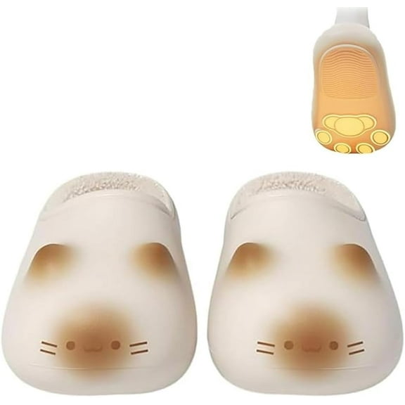 Cat Paws Footprints Height Increase Slippers,Plush Fleece-Lined Warm Plush Indoor Outdoor Slippers With Cute Animal Paw Design For Men Women