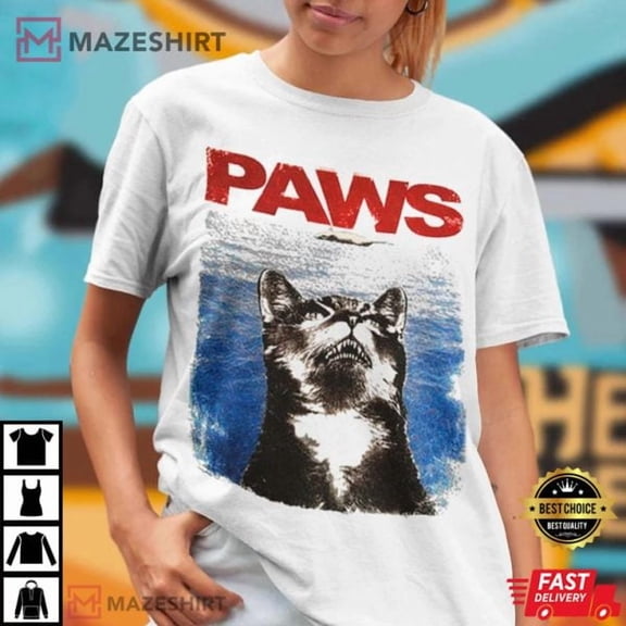 Cat Paws Jaws T-Shirt,White Color,Size XL