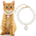 thumbnail image 1 of Cat Pearl Collar with Heart Pendant, Cute Pearl Pet Necklace in Medium, Adjustable Wedding Party Small Dog Jewelry Accessories for Puppy Kitten- White, 1 of 7
