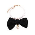 thumbnail image 1 of Cat Pearl Collar with Elegant Bow Tie, Adjustable Polyester Necklace, Suitable for Indoor Cats & Small Dogs, Party & Daily Wear, 1 of 5