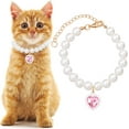 thumbnail image 1 of Cat Pearl Collar with Heart Pendant, Cute Pearl Pet Necklace in Medium, Adjustable Wedding Party Small Dog Jewelry Accessories for Puppy Kitten- Pink, 1 of 14