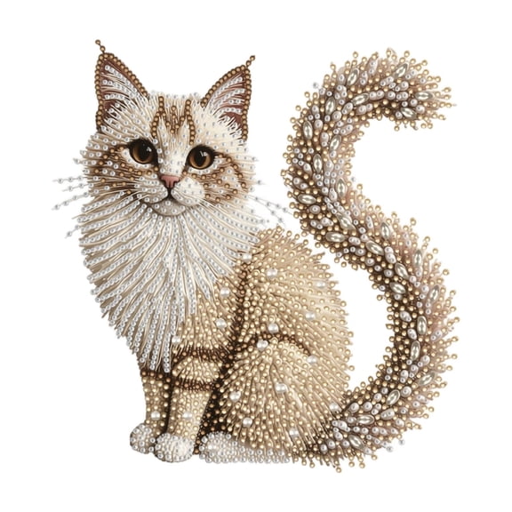 Cat Pearl Diamond Art Kit for Adults, 11.8x11.8 Inch DIY Special Shaped Diamond Painting Kit for Beginners, 3D Diamond Painting Pearl Gem Art for Home Wall Decor