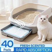 PETRIBE Cat Litter Pee Pads, Fresh Scent, Odor Control, Universal Fit for Litter Box, Thickened 6-Layer Super Absorbent, 16.9in x 11.4in, 40 Count