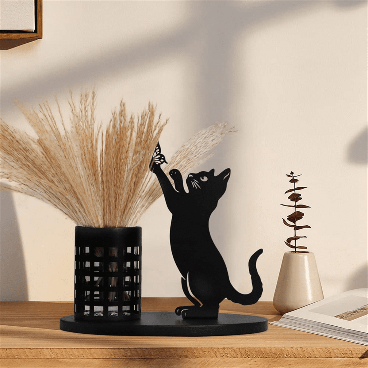 Cat Pencil Holder for Desk Organizer Pen Bedroom/Office, Metal Cut Home