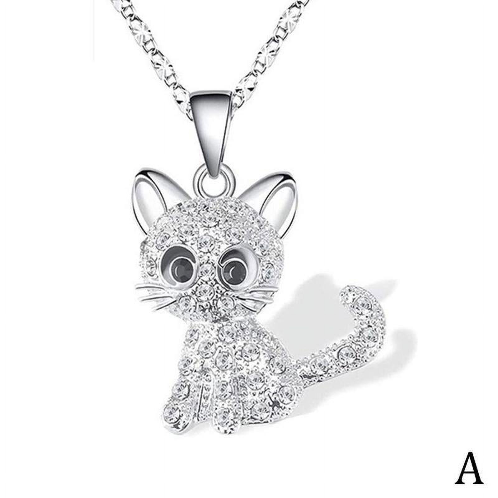 Cat Pendant Necklaces Diamond Kitty Chain Necklaces Colorful Crystal Cartoon Animal Necklaces Jewelry for Kids Girls Z7H3 - image 1 of 9