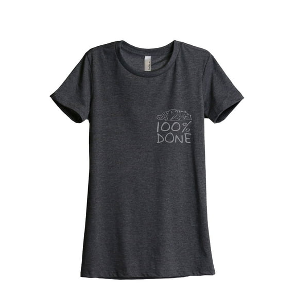 Cat Percent Done Women's Fashion Relaxed T-Shirt Tee Charcoal Grey Large