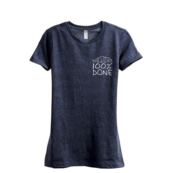 Cat Percent Done Women's Fashion Relaxed T-Shirt Tee Heather Navy X-Large