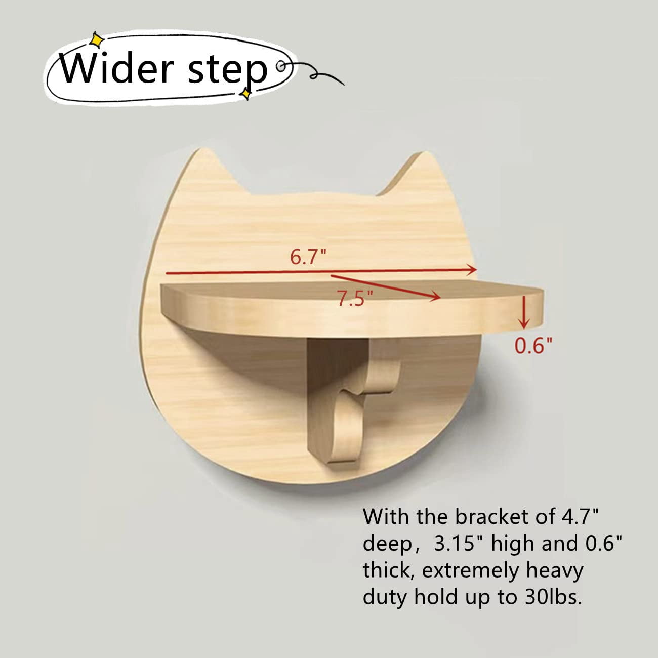 Cat Perch 6.7" x 7.5" Solid Wood Wall Mounted Steps Furniture Shelves