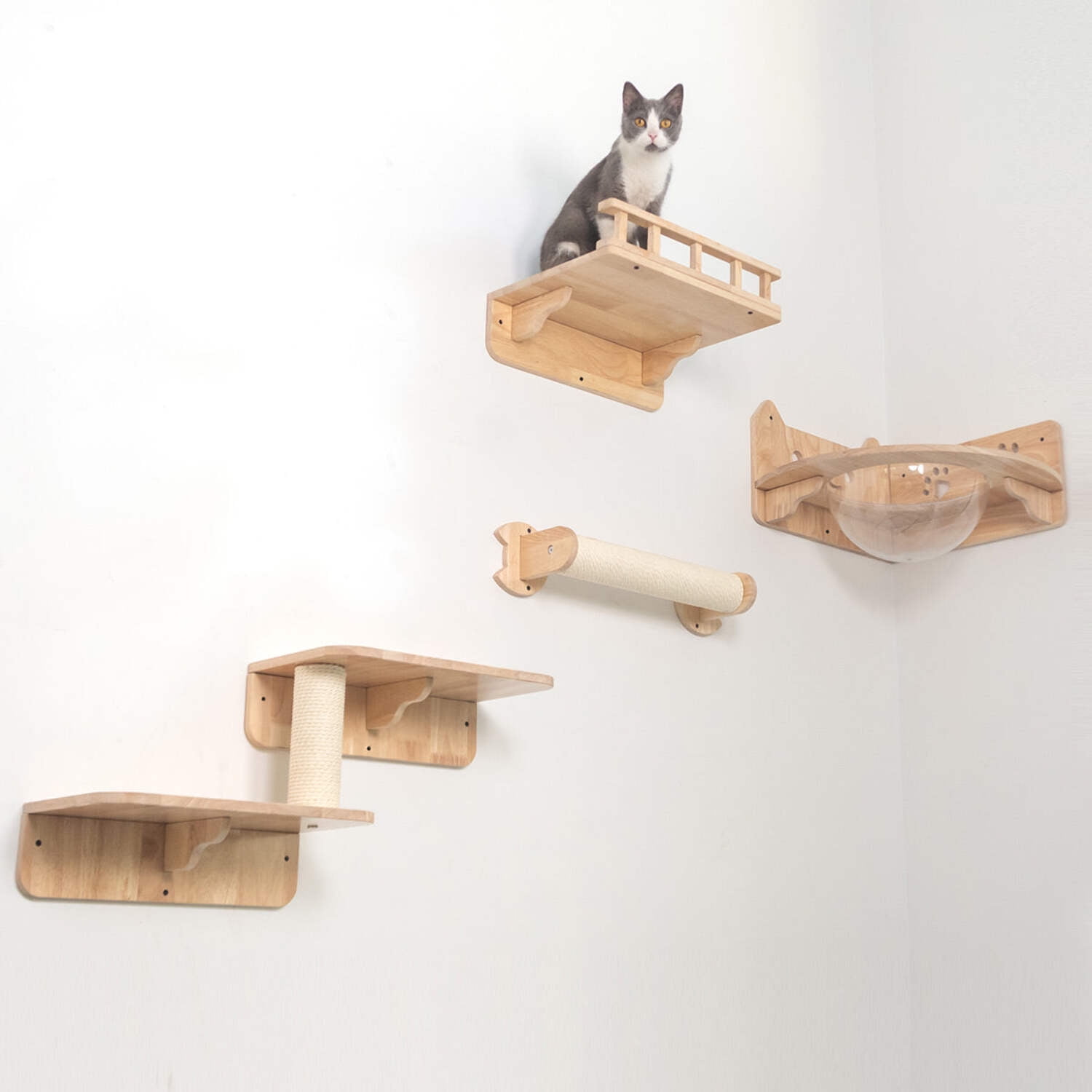 Cat Perch, Wall Mounted Cat Spacecapsule (Corner)