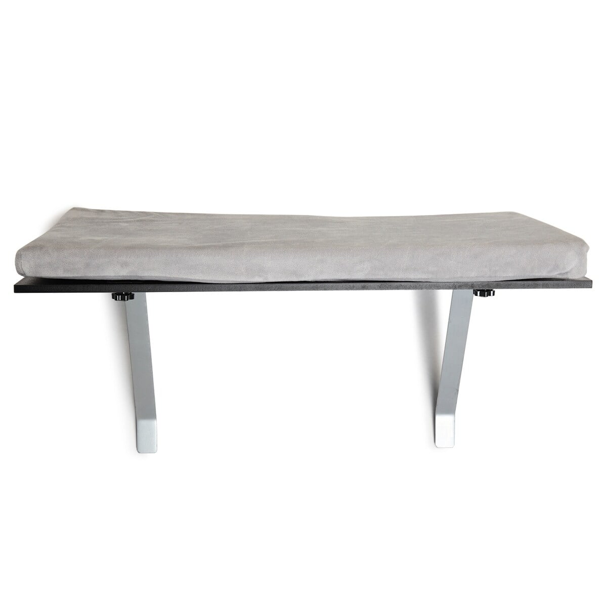 Gray Velvet Cushion Cat Perch Window Mounted Shelf