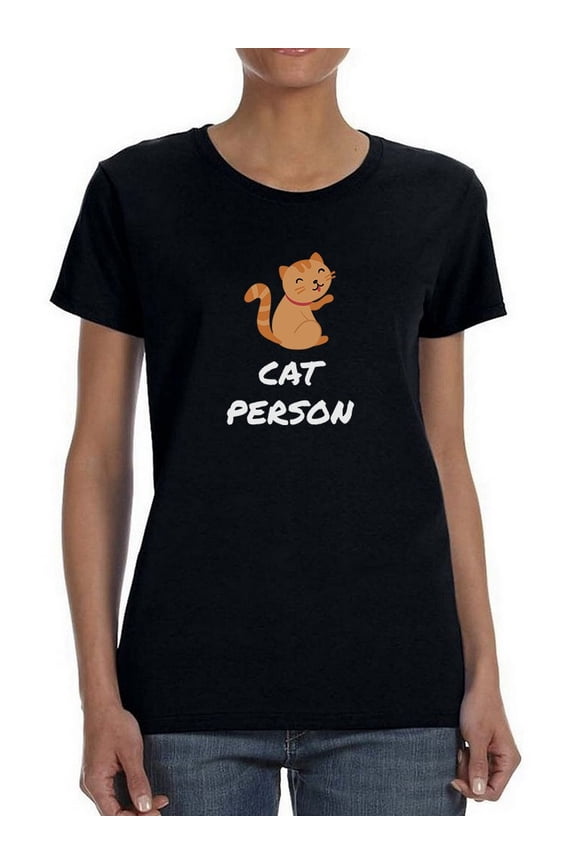 Cat Person Graphic Design Women T-Shirt, Female Large
