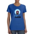 thumbnail image 1 of "Cat Person" Quote Cute Cat Paw Center Chest Graphic Women Royal Blue T-Shirt, Female XX-Large, 1 of 4