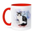 thumbnail image 1 of 3dRose, Cat Pet Animal Kitty Love Watercolor Illustration, 11oz Two-Tone Red Mug, 1 of 7