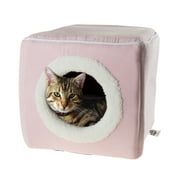 Cat Pet Bed Cave- Soft Indoor Enclosed Covered Cavern/House for Cats Kittens and Small Pets with Removable Cushion Pad by PETMAKER (Pink)