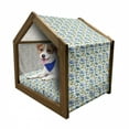 thumbnail image 1 of Cat Pet House, Cartoon Kittens Saying Hello and Meow in Speech Bubbles with Flowers Hearts and Clouds, Outdoor & Indoor Portable Dog Kennel with Pillow and Cover, 5 Sizes, Multicolor, by Ambesonne, 1 of 5