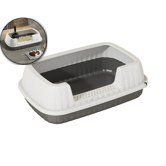 Cat Pet Litter Tray Sandbox Deep Loo with Sifting Litter Pedal Pan Cat Potty Toilet Cat Bedpan for Kitty Rabbit Travel