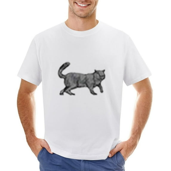 Cat Pet Men’s Graphic T-shirt Vintage Short Sleeve Sport Tee White 5XL