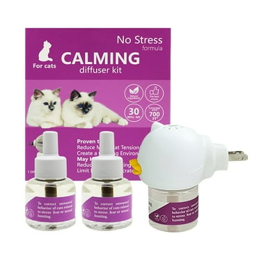 Cat Pheromones Calming Diffuser,Cat Calming Diffuser Starter Kit with Diffuser Head and 2pcs 48ml Vial,60 Days Use,Efficient Relieve Anxiety Stress