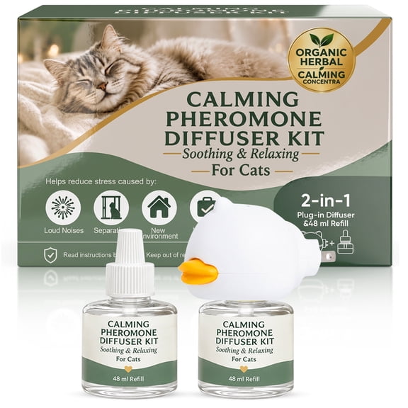 Cat Pheromones Calming Diffuser, Cat Pheromone Diffuser for Effective Cat Anxiety Relief, Soothing Cat Calming Diffuser Kit for Indoor Felines, Reduces Scratching, Spraying & Excessive Meowing
