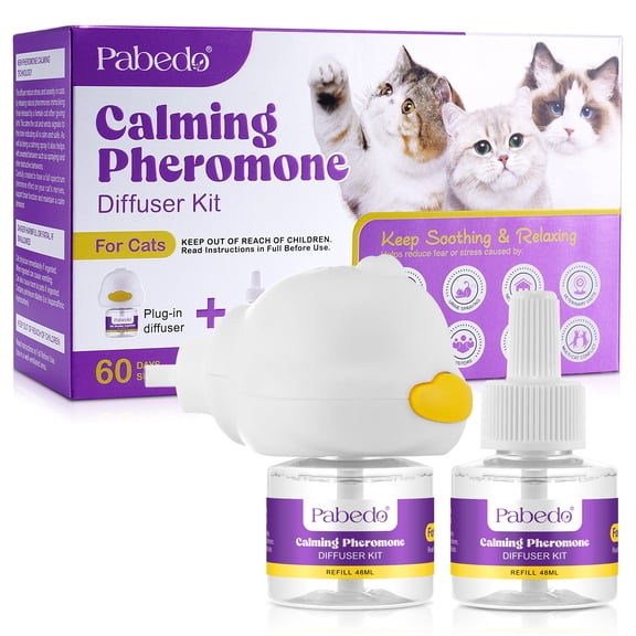 Cat Pheromones Calming Diffuser with 2 Refills Plug-in, Reduce Fighting Spraying and Scratching, Anxiety Relief 60 Days Supply