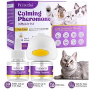 Pabedo Cat Calming Pheromone Plug-in Diffuser Kit with 2 Refills, Anxiety Relief, Reduces Cat Fighting, Spraying & Scratching, 60-Day Supply