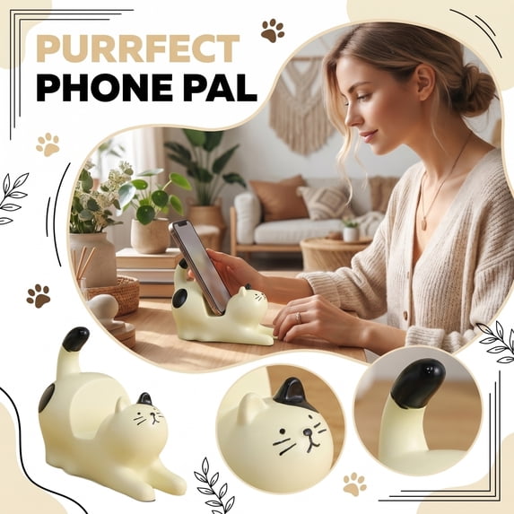 Cat Phone Stand Whimsical Cute Kitty Smartphone Holder for Desk Office Tablet Support Stand Home Decoration Practical Stationery Gift