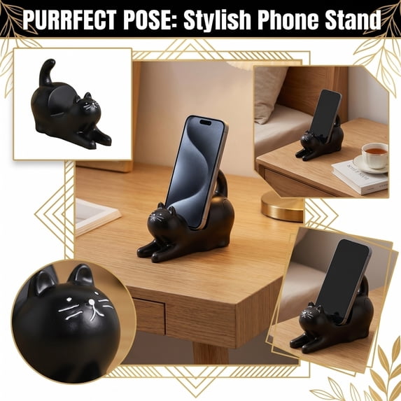 Cat Phone Stand Whimsical Cute Kitty Smartphone Holder for Desk Office Tablet Support Stand Home Decoration Practical Stationery Gift