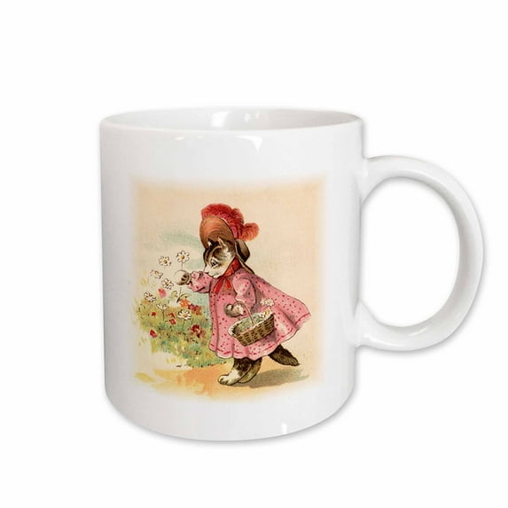 3drose, Cat Picking Flowers, 15oz Mug