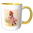 thumbnail image 1 of 3drose, Cat Picking Flowers, 15oz Two-tone Yellow Mug, 1 of 6