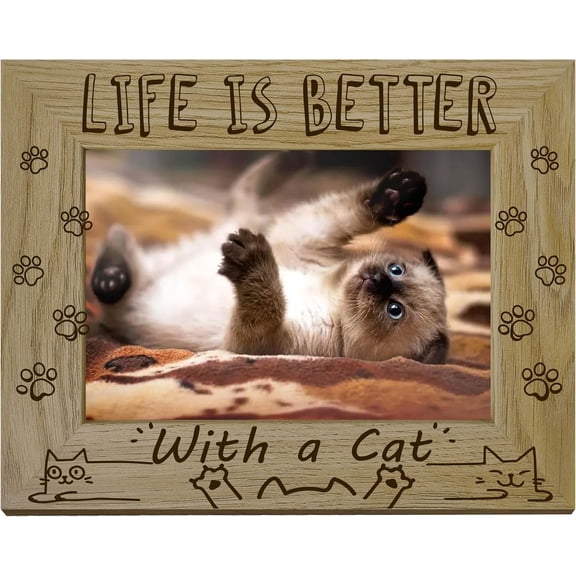 Cat Picture Frame Pet Paws Wood Photo Frames Engraved Display Wooden Tabletop Gifts