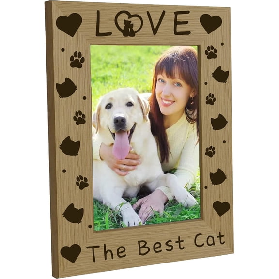 Cat Picture Photo Frames Engraved Frame Memorial Natural Fits 4x6 Vertical Portrait for Family Pet Cat Lover Gift Home Tabletop Decor-The Best Cat Colorful