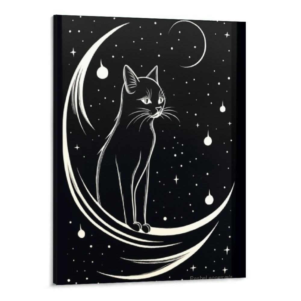 Cat Pictures Wall DecorBlack and White Canvas Wall Artfor Bedroom