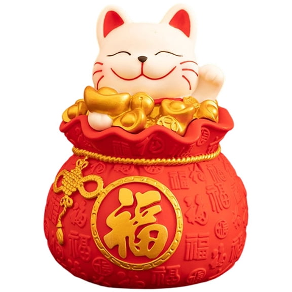 Cat Piggy Bank Lucky Cat Money Bank Large Capacity One-Way Coin Slot Money Box Feng Shui Maneki Neko Coin Bank for Home Decor