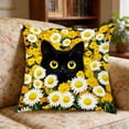thumbnail image 1 of Cat Pillow Cover 18x18 Inch, Decorative Throw Pillow Cover with Hidden Zipper, Soft Polyester Cushion Cover with Colorful Cat Pattern for Sofa Bed Home Decor, 1 of 5