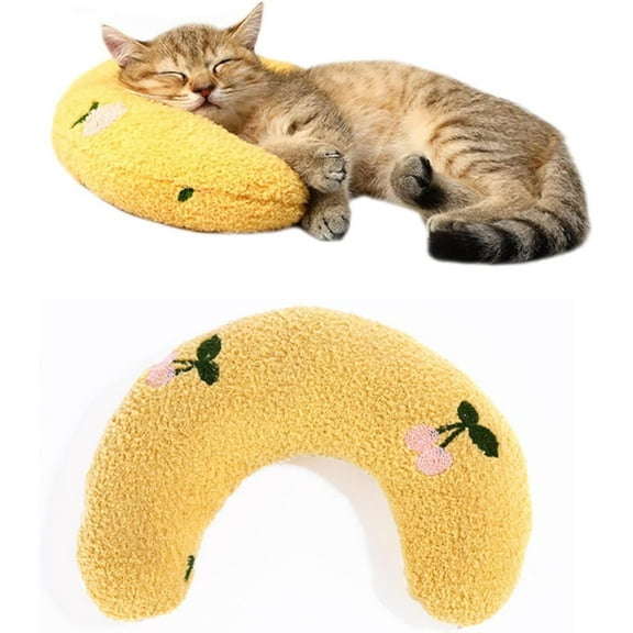 Cat Pillow, Small Pillow for Cat, Cat Blankets for Indoor, Pet Toy, Small Banana Donut Bed for Pets, Little Pillow for Cats No Heating Pad, Real Littles Fluffy Kittens Accessories for Pet Calming