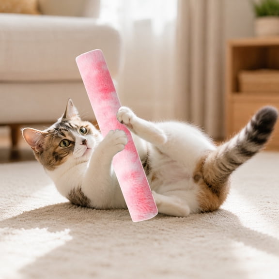 Cat Pillow Toy, Catnip Plush Cat Toy, Soft Fleece Body Pillow for Cuddling Kicking and Play, Polyester Stuffed Kicker Toy for Indoor Cats, Stretchy Inner Padding, Calming Sleep Aid for Kittens