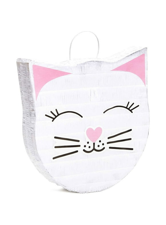 Cat Pinata for Kitty Birthday Party Supplies, Kitten Themed Decorations (14x12.8x3 in, Small)