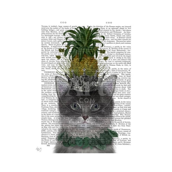 Cat, Pineapple Puss, Animals Unframed Art Print Wall Art by Fab Funky Sold by Art.Com