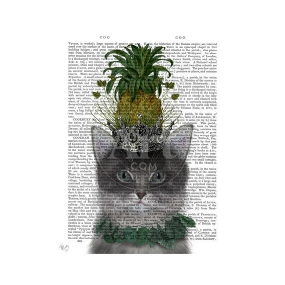 Cat, Pineapple Puss, Animals Unframed Art Print Wall Art by Fab Funky Sold by Art.Com