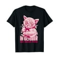 thumbnail image 1 of Cat Pink Ribbon In October We Wear Pink Breast Cancer T-Shirt, 1 of 5