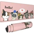 thumbnail image 1 of Cat Pink White Gaming Mouse Pad Cute Large Extended Funny Office Long Desk Mat XXL on Top of Desks for Keyboard and Mouse 31.5 X 11.8 in, 1 of 6
