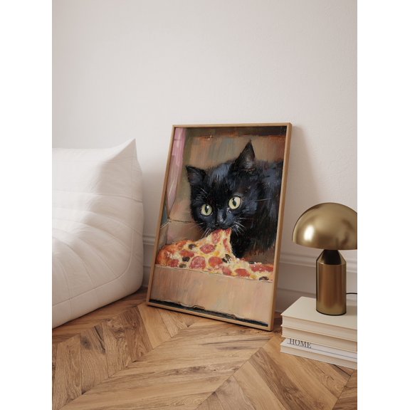 Cat Pizza Whimsical Kitchen Decor Wall Art Print