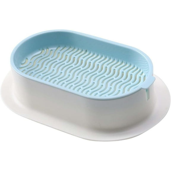 Cat Planter & Hydroponic Wheatgrass Growing Kit - Reusable Indoor Pet Grass Planter Box with Sprout Tray,Natural Nursery Planter with Drainage,1PCS,Blue(No Seeds Included)