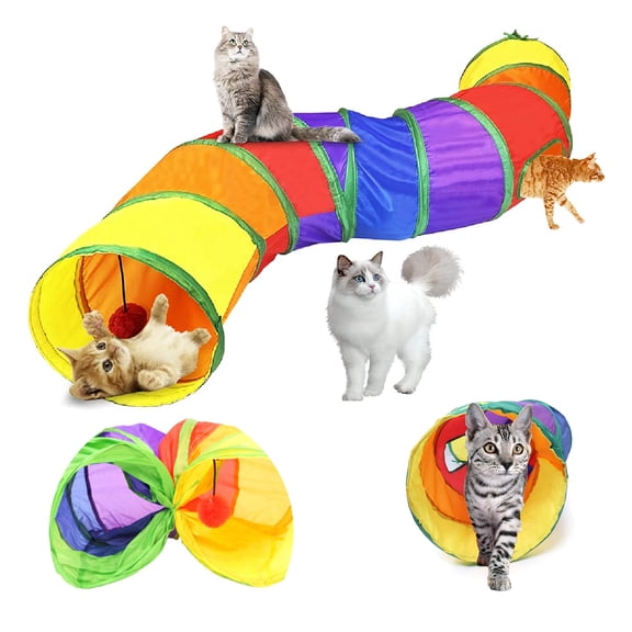 Cat Tunnel for Indoor Cats Interactive teaser, Rabbit Tunnel Toys, Pet Toys Play Tunnels for Cats Kittens Rabbits Puppies Crinkle Collapsible Pop Up Multiple Color 47"