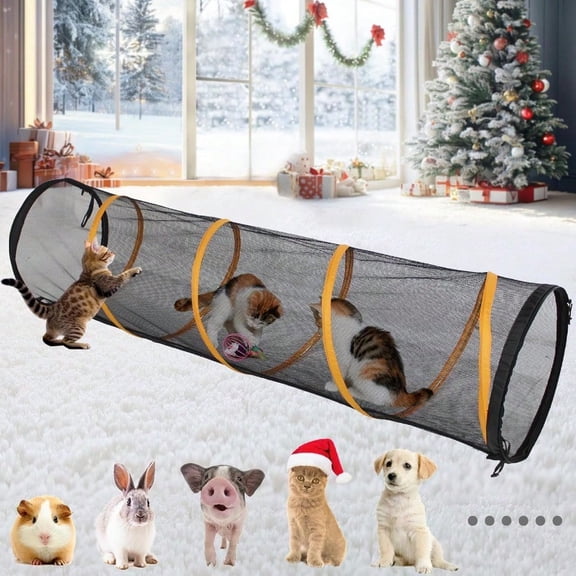 Cat Play Tunnel For Indoor And Outdoor Kitty Play House Cat Enclosures Easy To Connect With Cat Tent With Two Zipper Doors Outside Pet Enclosure Fun Run Cat Tunnel Orange